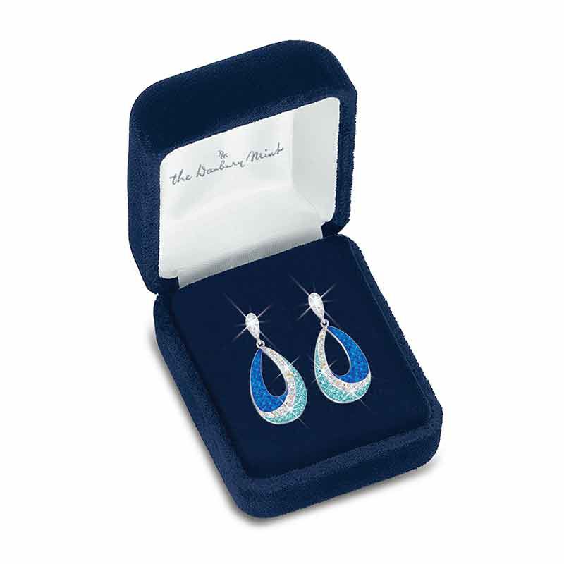Blauwe Golf Kristal Oorbellen