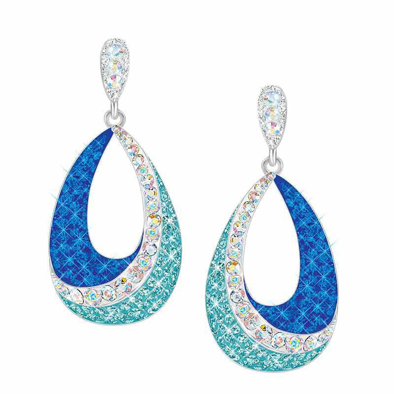 Blauwe Golf Kristal Oorbellen