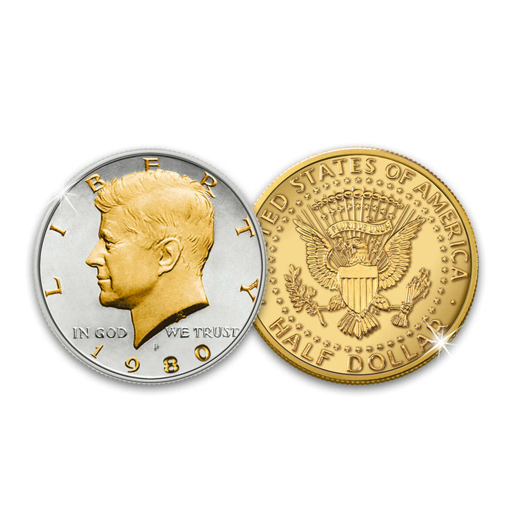 De gouden en zilveren Kennedy halve dollar